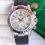 Rolex Daytona A7750 Replica Watch SS Diamond Dial Colorful Markers